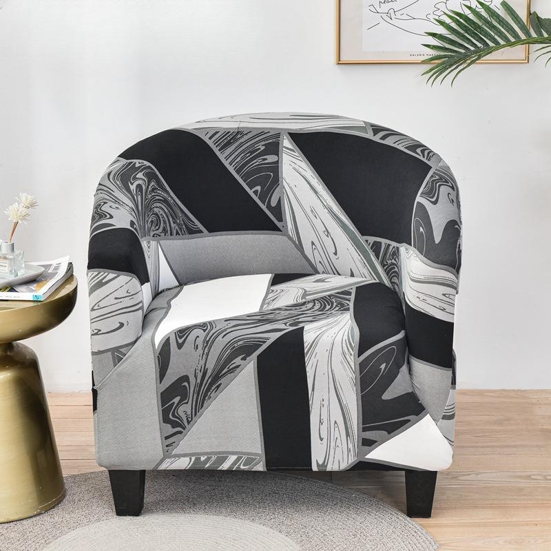 Elastic Full Package Semi-circular Bathtub Small Single Person Sofa Cover, Internet Cafe Coffee Shop Wine Room Print Cover
