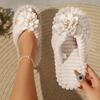 Thuispantoffels, comfortabele en warme open teen zachte pluche schoenen, effen kleur binnenpantoffels