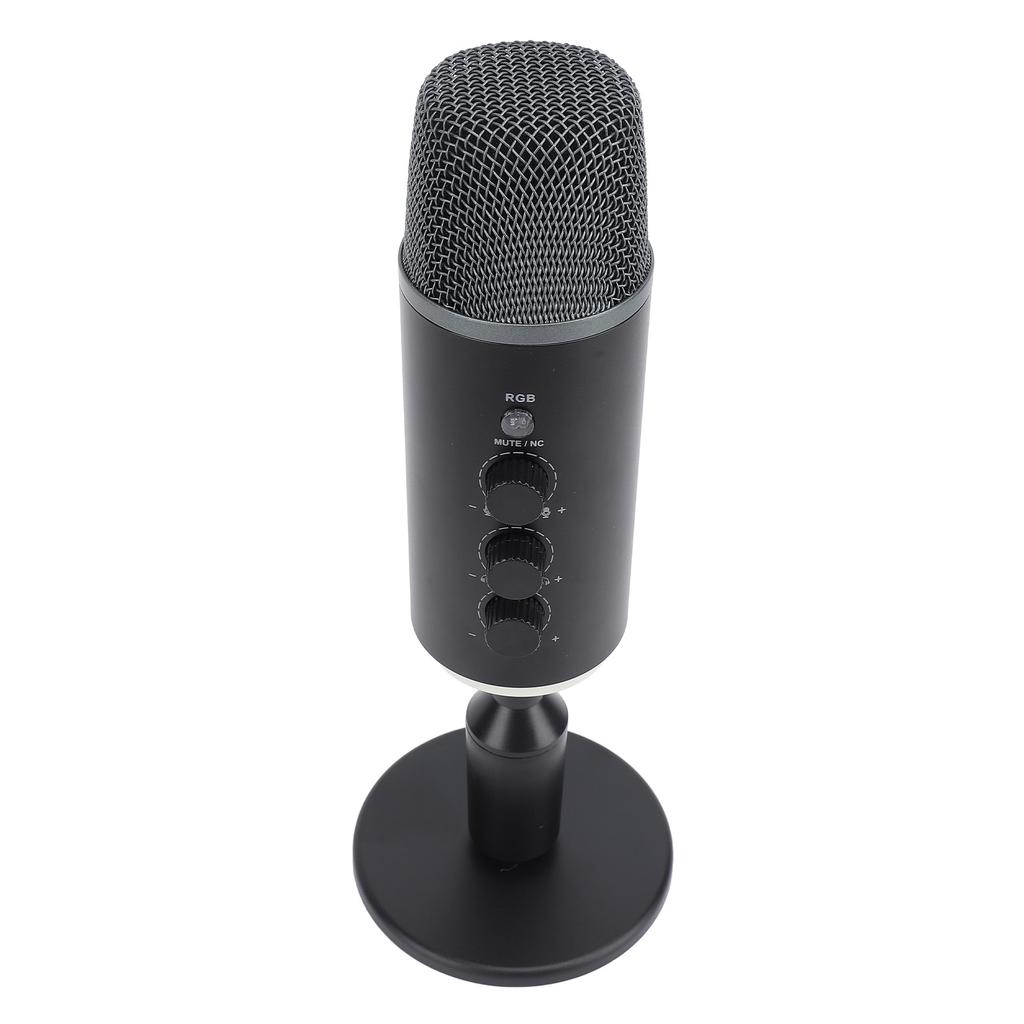 Microphone de Gaming Son HiFi Volume Réglable USB PC Microphone à Condensateur avec Muet et Lumières RVB pour