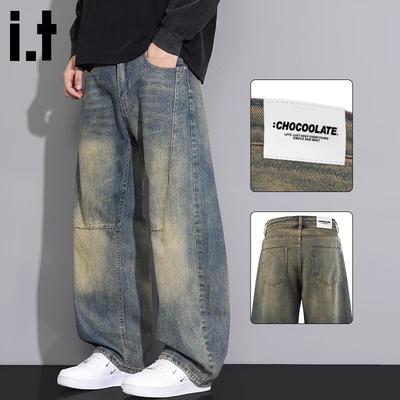 :CHOCOOLATEit Herren Amerikanische Lockere Straight-Leg Jeans