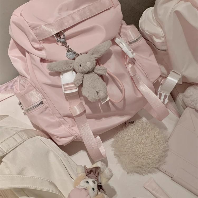 Sweet pink nylon backpack bag female style high value travel backpack student class bag