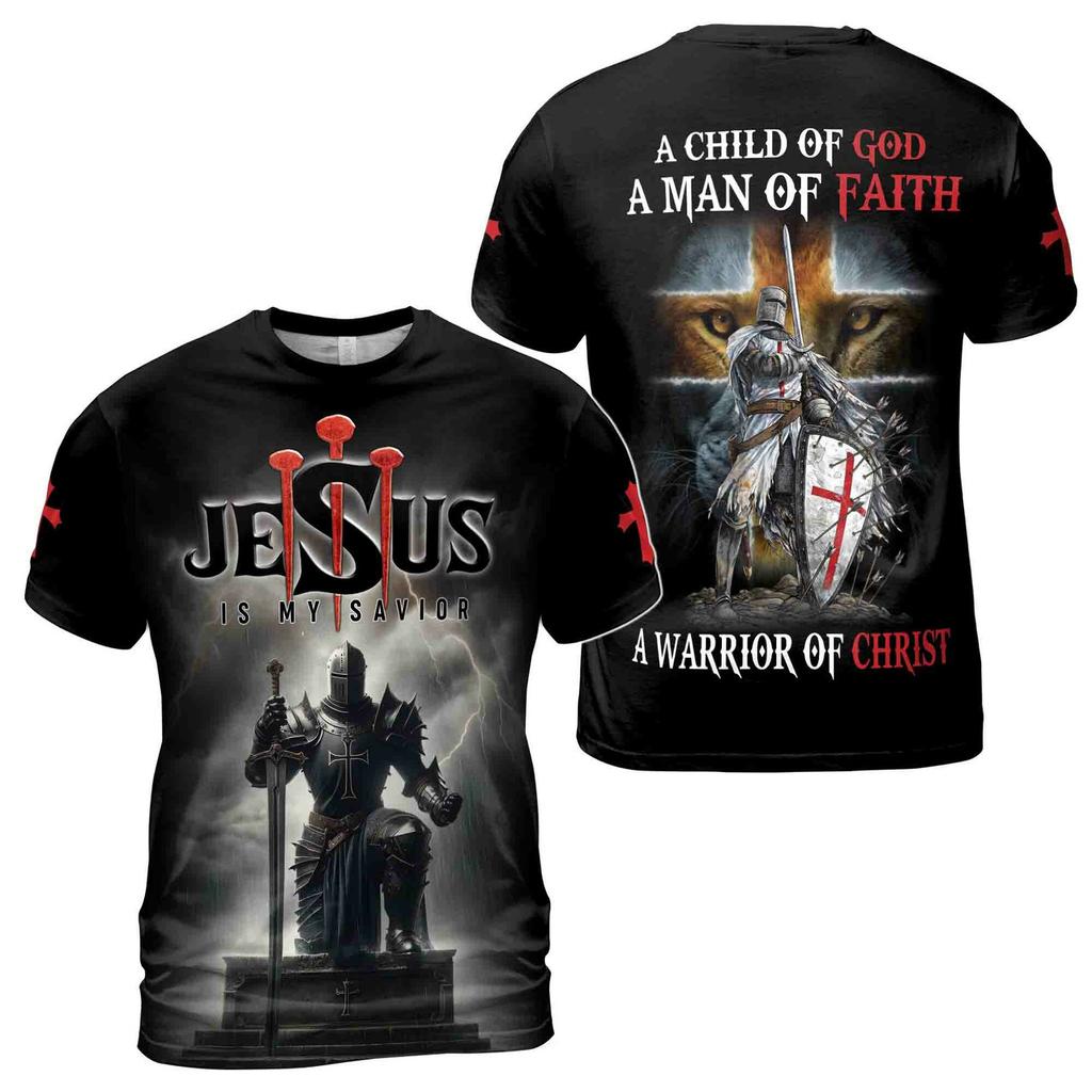 Summer Vintage Medieval Templars Graphic T-shirts for Women's 3D Printing Casual Funny T-shirt Street Outdoor Men's and Women's Tee Tops