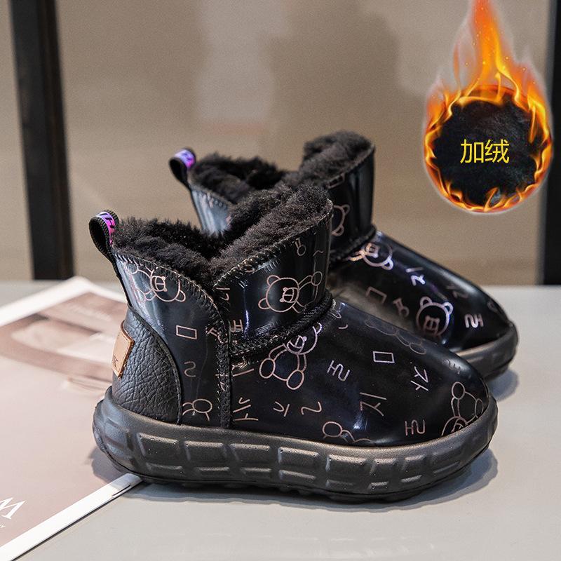 

Детские утепленные флисовые новые нескользящие зимние ботинки для осени и зимы 26 inner length 17.4cm чёрный