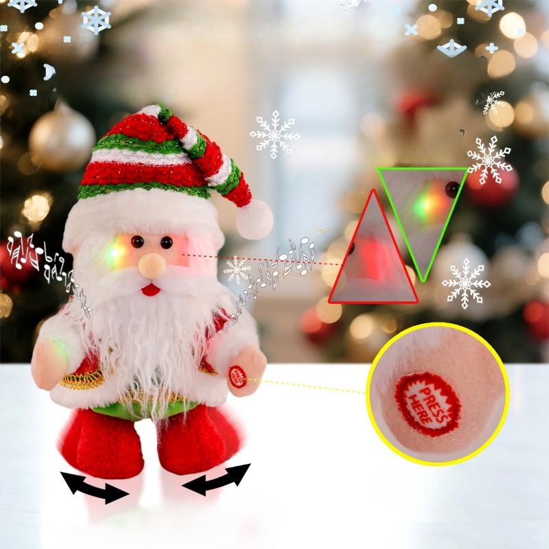 Christmas Glowing Music Electric Left-Right Walking Elderly Person Ornaments Decorations Holiday Gifts