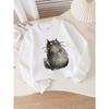 Girls' Long-sleeve Sweatshirt with Round Neck and Printed DesignCute Cat Print Suitable for Spring and Autumn, Fashionable and Casual
