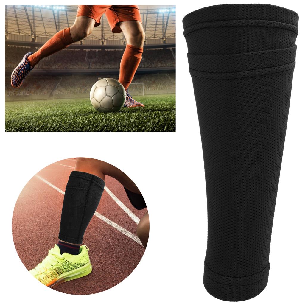 1 Pair Soccer Shin Guard Socks Double Layer Shin Pad Sleeves for Football Training Black Shin Guard for Football Training