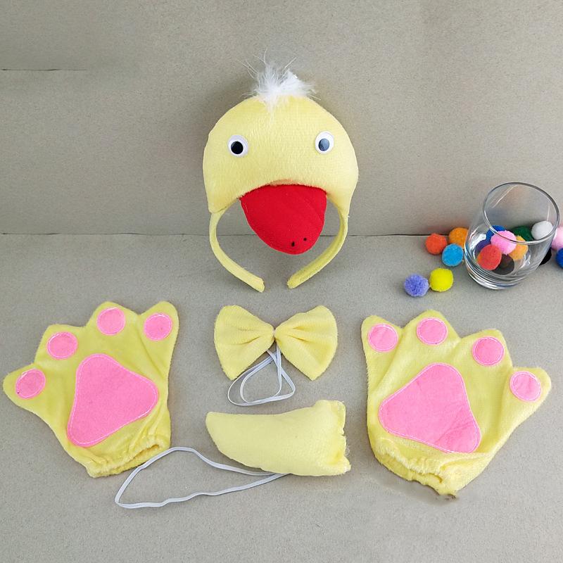 Feestartikelen Haan Kip Eend Gans Cosplay Hoofdband Tutu Rok Staart Handschoenen Set Halloween Verjaardagscadeau Kostuum One Size