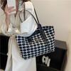 Large capacity bag 2025 new plaid bag women's bag fashionable and simple shoulder bag retro casual portable tote bag