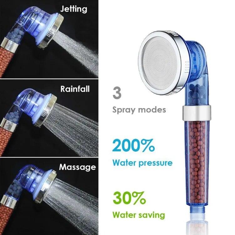 3 Fuctions Circular SPA Filter Hand Hold Shower Head Rainfall Water Saving Bathroom Accessories Filterate High Pressure Shower Nozzle
