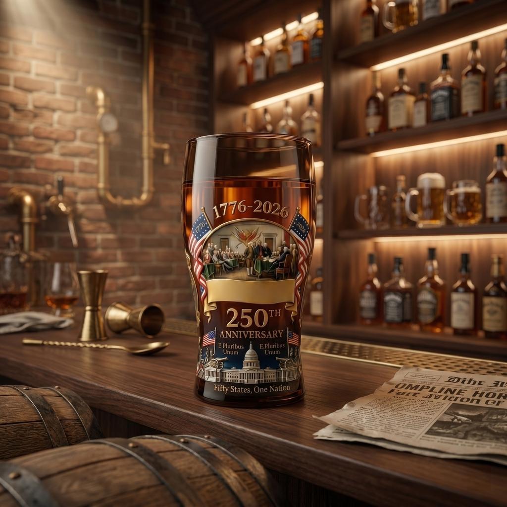 Commemorative 250th Anniversary Glass Beer Mug 1776 2026 Patriotic Glassware for Independence Celebration Gift for Grandfather