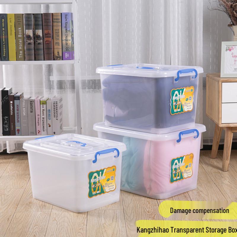 Kangzhihao Wheeled Clear Storage Box for Clothes, Toys, & Books