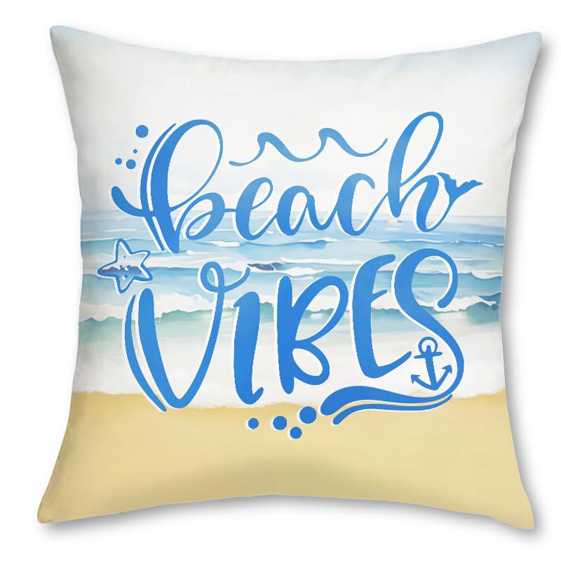 Home Decor Life Better At Beach Pillow Covers Pattern Cushion Cover Suitable For Sofa Bedroom Car Pillow Cover