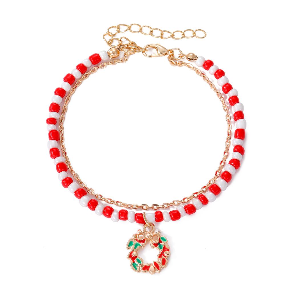 2022 Gelang Krismas Gadis Klasik Korea Mudah Baru Gelang Loket Gula-gula Lelaki Salji Reka Bentuk Lapisan Dua Gelang Hadiah Pasangan Pesona Indah