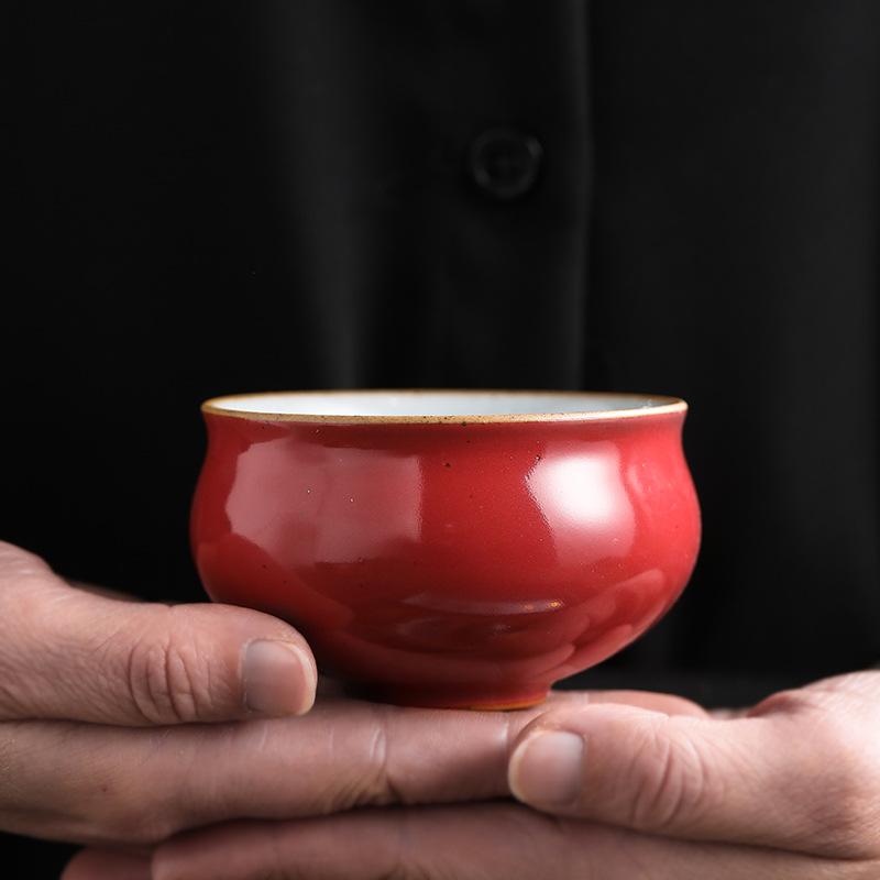 Stoneware Cup Ceramic Kung Fu Tea Cup Kiln Baked Retro Teacup Tea Bowl Personal Cup Master Cup Gift Box Teacups