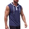 Mens Casual Sleeveless Hooded Solid Pullover Tank Top