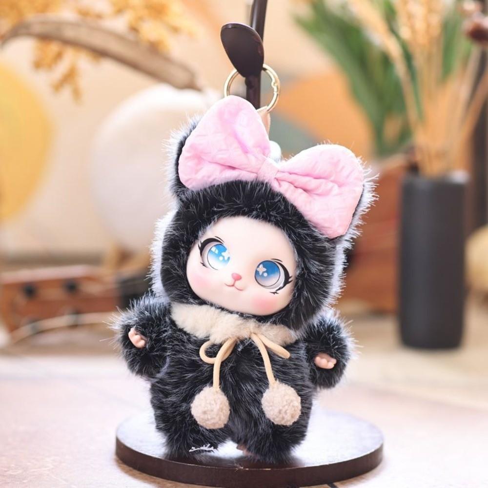 Ornaments Rabbit Plush Keychain Big Ear with Flower Bunny Plush Doll Pendant Car Decor