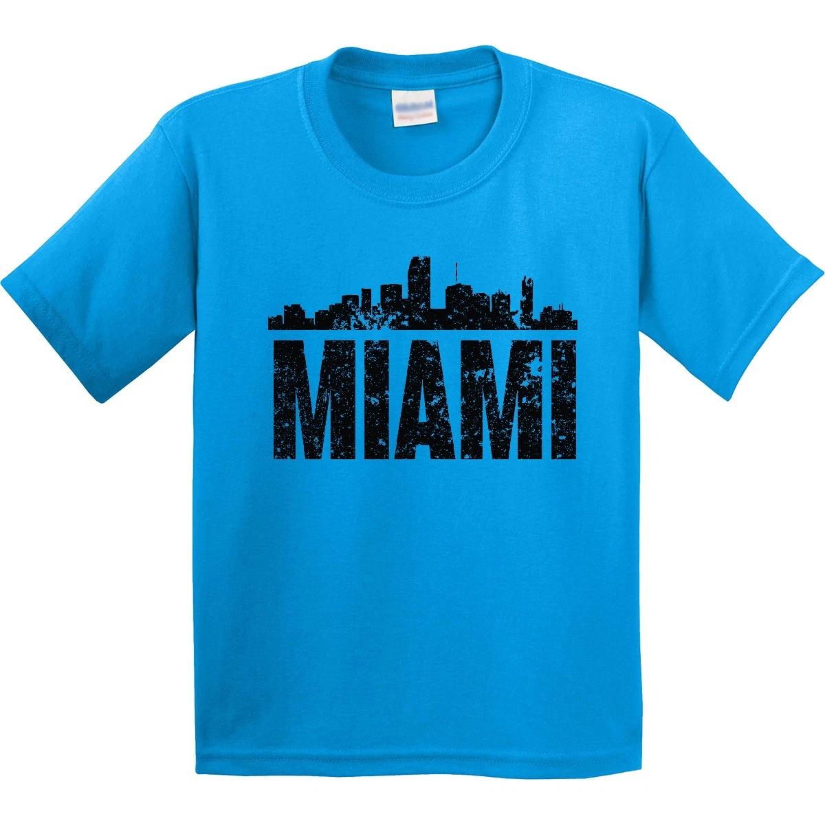 Inktastic Miami Skyline Grunge Youth T-Shirt Skylines Silhouette Silhoutte Born 160