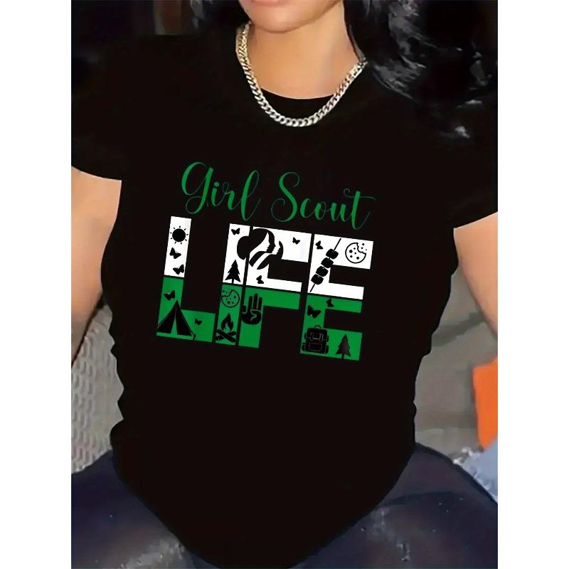 

Scout Theme Polyester Short Sleeve Tee Lightweight Durable Casual Outdoor Top For Camps & Gatherings 4XL чорний