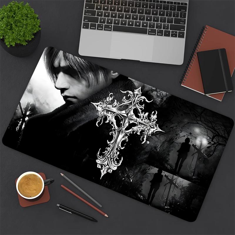 1Pc Gothic Ornate Cross Gaming Mouse Pad Keyboard Desk Mat Non-slip Rubber Lock Edge Waterproof Computer Mousepad for Office Home Decor Q1952