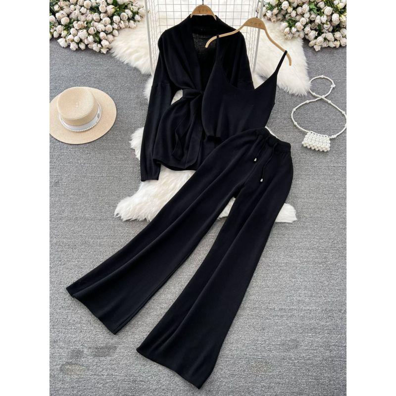 V Neck Waist Trimming Spaghetti Straps Vest Pants Fashion Suit