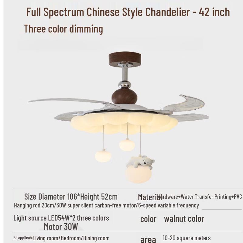 Vintage Chinese Style Ceiling Fan with Light