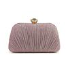 Solid Color Banquet Clutch, Metal Chain Pleated Fashionable Design Shiny Shoulder Bag, Women's Diagonal Cross Bags