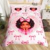Cartoon Girl Pink Princess Duvet Cover Kawaii Castle Carriage Bedding Set,Ballet Dancer Comforter Cover Star Flower Quilt Cover