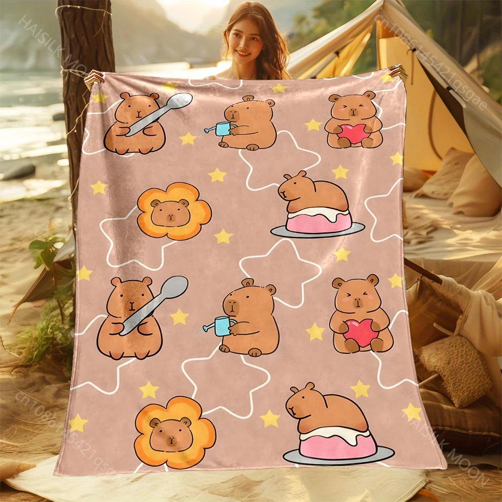 

Capybara Cartoon Throw Blanket Soft Cozy for Home or Travel Perfect Gift for Adults Kids Various Sizes Available 100x150cm
