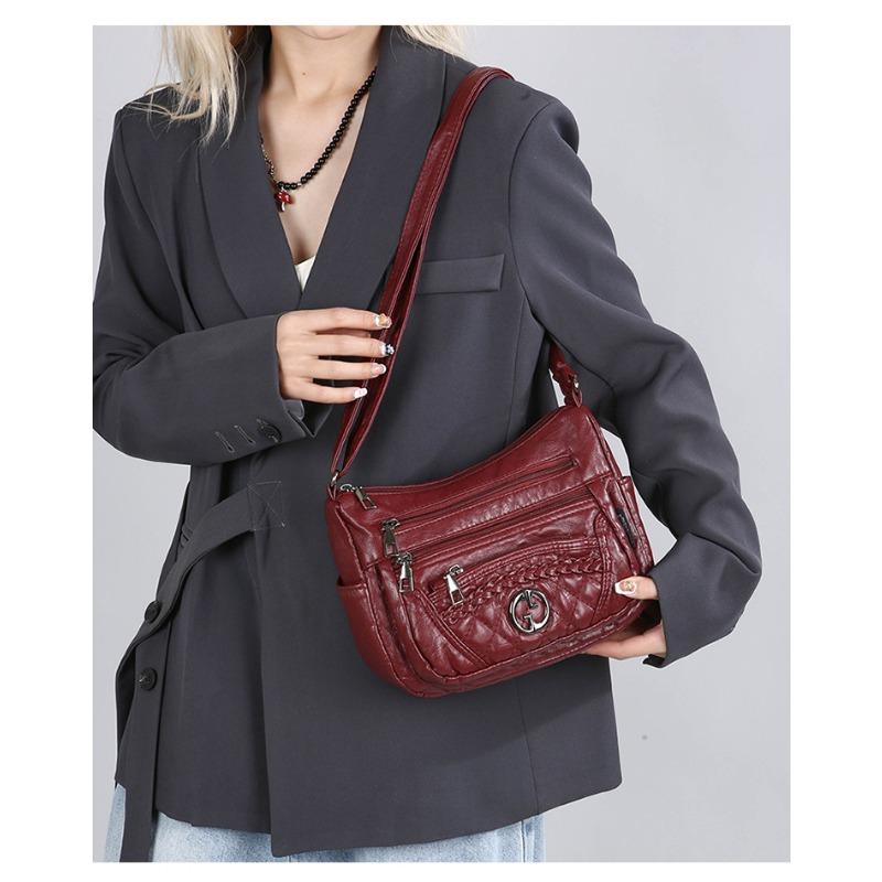 Soft Leather Multi Compartment Single Shoulder Crossbody Bag