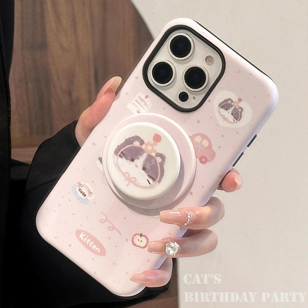 Cartoon Cute Kitten Magnetic Bracket Phone Case
