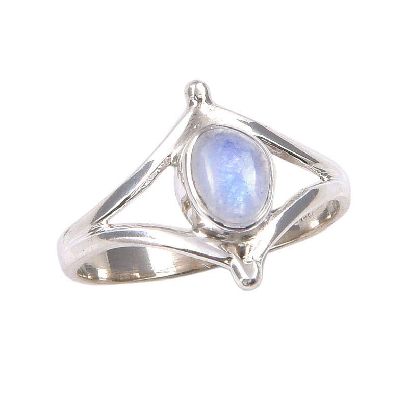 Natural Rainbow Moonstone Gemstone Handmade 925 Sterling Silver Ring Size 6 B2D52