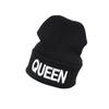 KING QUEEN Embroidery Stretch Knit Hat Couples Men Women Autumn Winter Warm Beanies