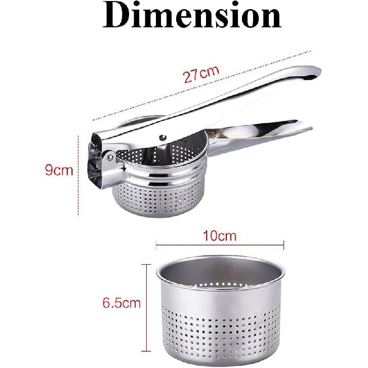 Stainless Steel Vegetable Squeezer, Upgrade Red Silicone Handle Metal Vegetable Water Squeezer for Squeezing Veggie Liquid