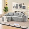 Sofá de Canto em L "Cloud Couch", 262cm com Chaise Longue, Assento Profundo XXL, Sem Montagem, Sofá Modular em Chenille Cinza para Sala de Estar