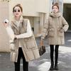 Winter new down cotton-padded clothes women's medium and long thickened cotton-padded clothes fashionable loose hooded cotton-padded jackets trendy
