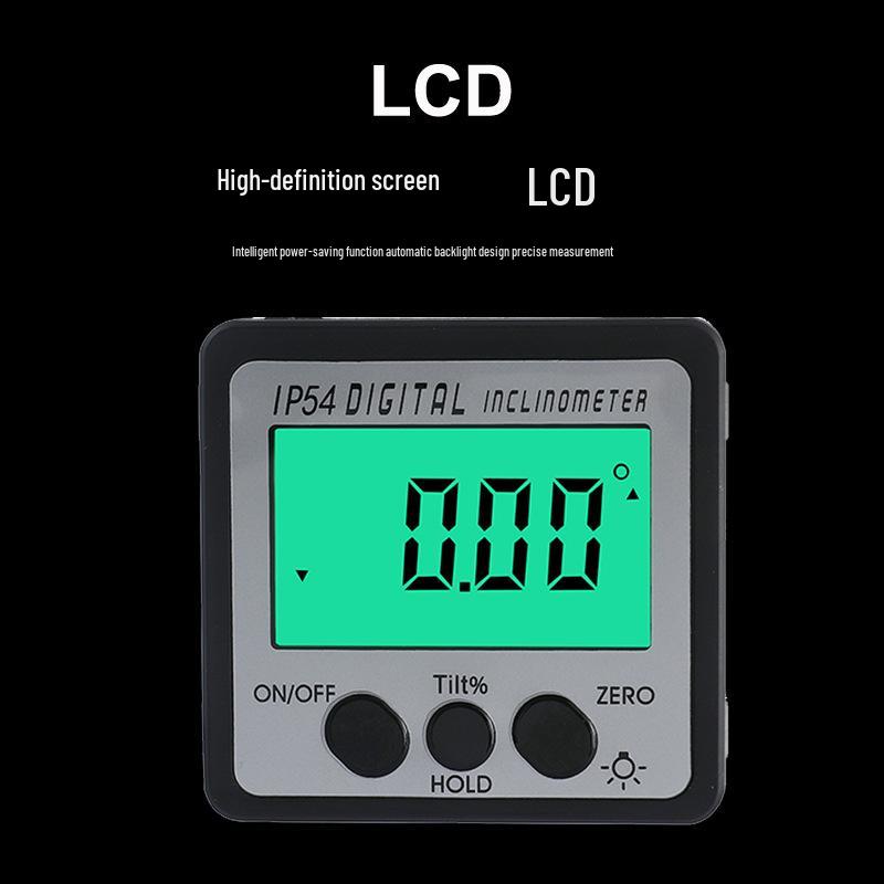 IP54 Digital Inclinometer: 4x90° Angle Finder with Backlight & Strong Magnetic Base