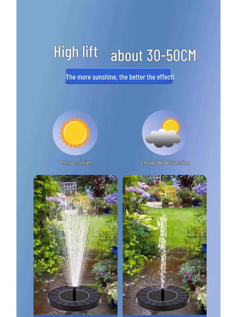 Solarbetriebener Automatischer Springbrunnen-Umwälzer & Belüfter für Innenhöfe, Steingärten, Teiche und kleine Wasserspiele