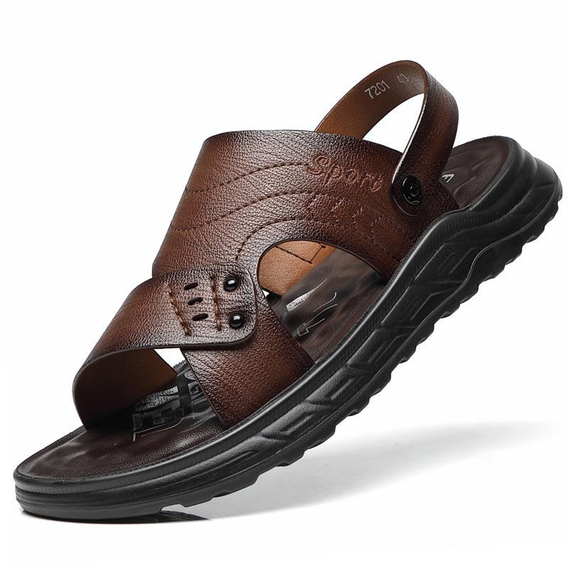 

Повседневные мужские сандалии. Летняя повседневная пляжная обувь из суперволокнистой кожи с латексными подушечками для верхней одежды, нескользящая, для среднего возраста. 39