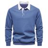 Men's Collared Pullover Sweatshirt, Loose Fit Color Block Cotton Sweatshirt, Ribbed Cuffs Casual Spring Fall Top