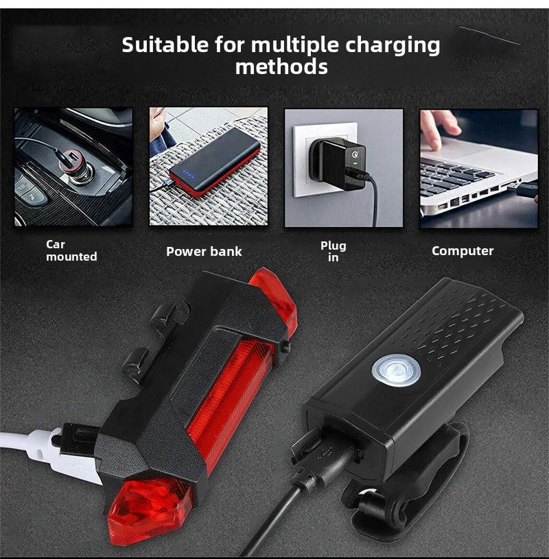 Bicycle Light Kit 2255 Front Light Night Running Light USB Charging Outdoor Cycling Front and Rear Lights Bicycle Equipment