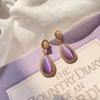 Retro Water Drop Purple Gemstone Earrings With Diamond Set Earrings