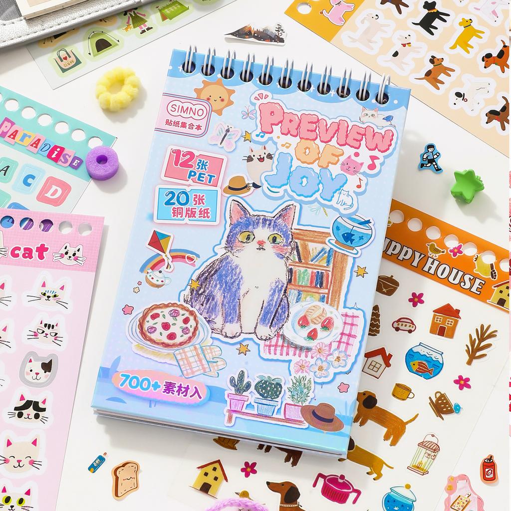 1 Buch Niedliches Tier-Thema Sticker-Sammelbuch 32 Blätter Für Scrapbooking DIY Dekoration Collage-Material Handyhülle Rahmen