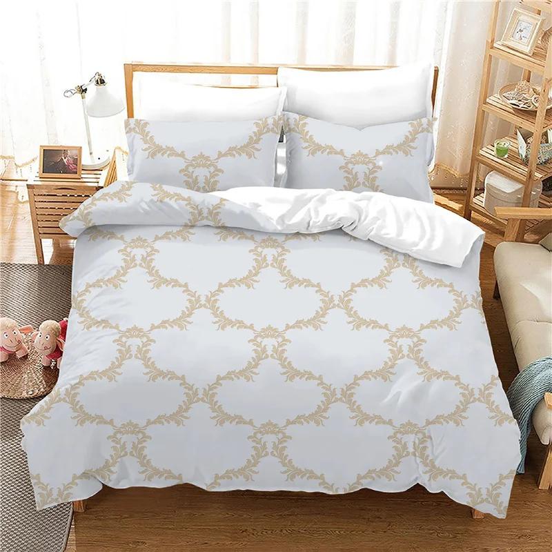 Elegant Cozy Super Double King Comforter Luxury Jacquard Bedclothes 240x220 Cm Print Whter Bed Size 2 3 Pcs