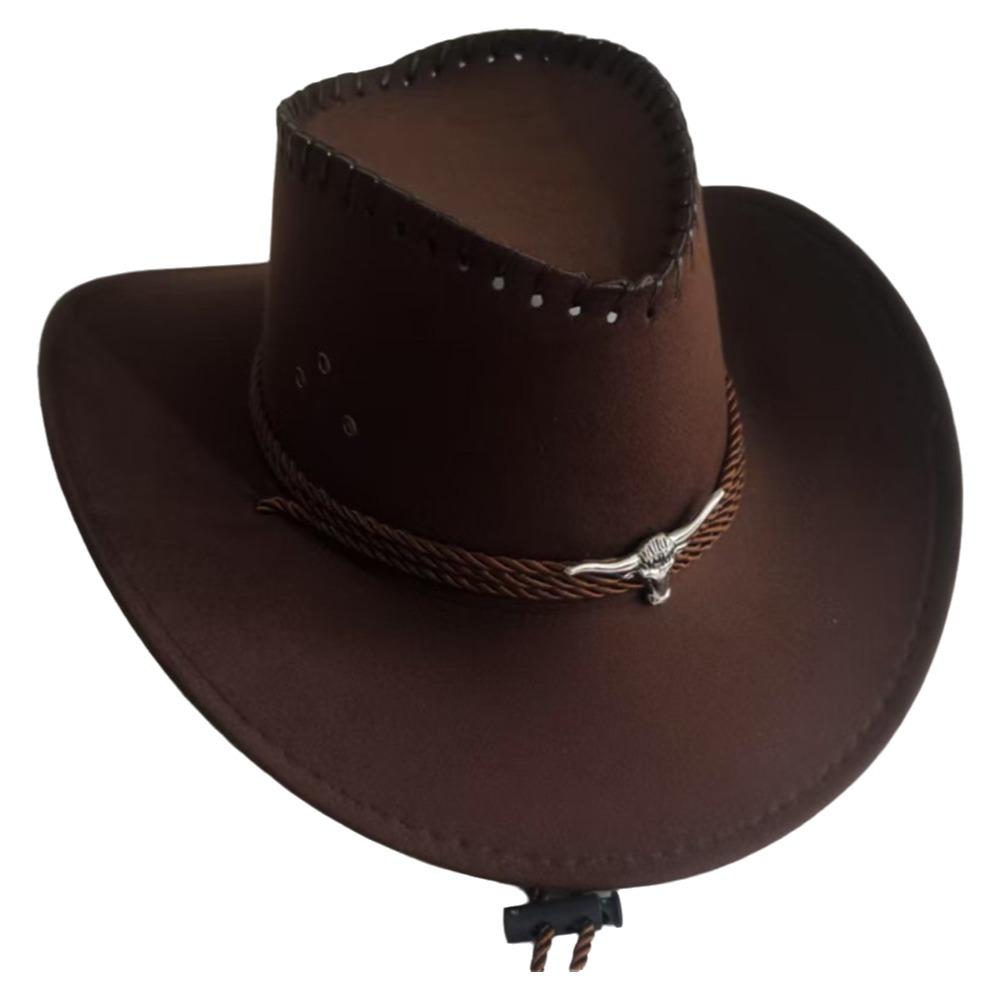 New Artificial Suede Western Cowboy Hat Tibetan Style Curved Brim Top Hat Ethnic Felt Felt Cap Outdoor Riding кофейный