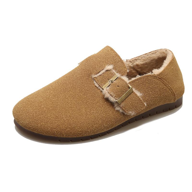 Fleece Shoes, Women's Flat Shoes, Retro Soft-soled Cotton Shoes