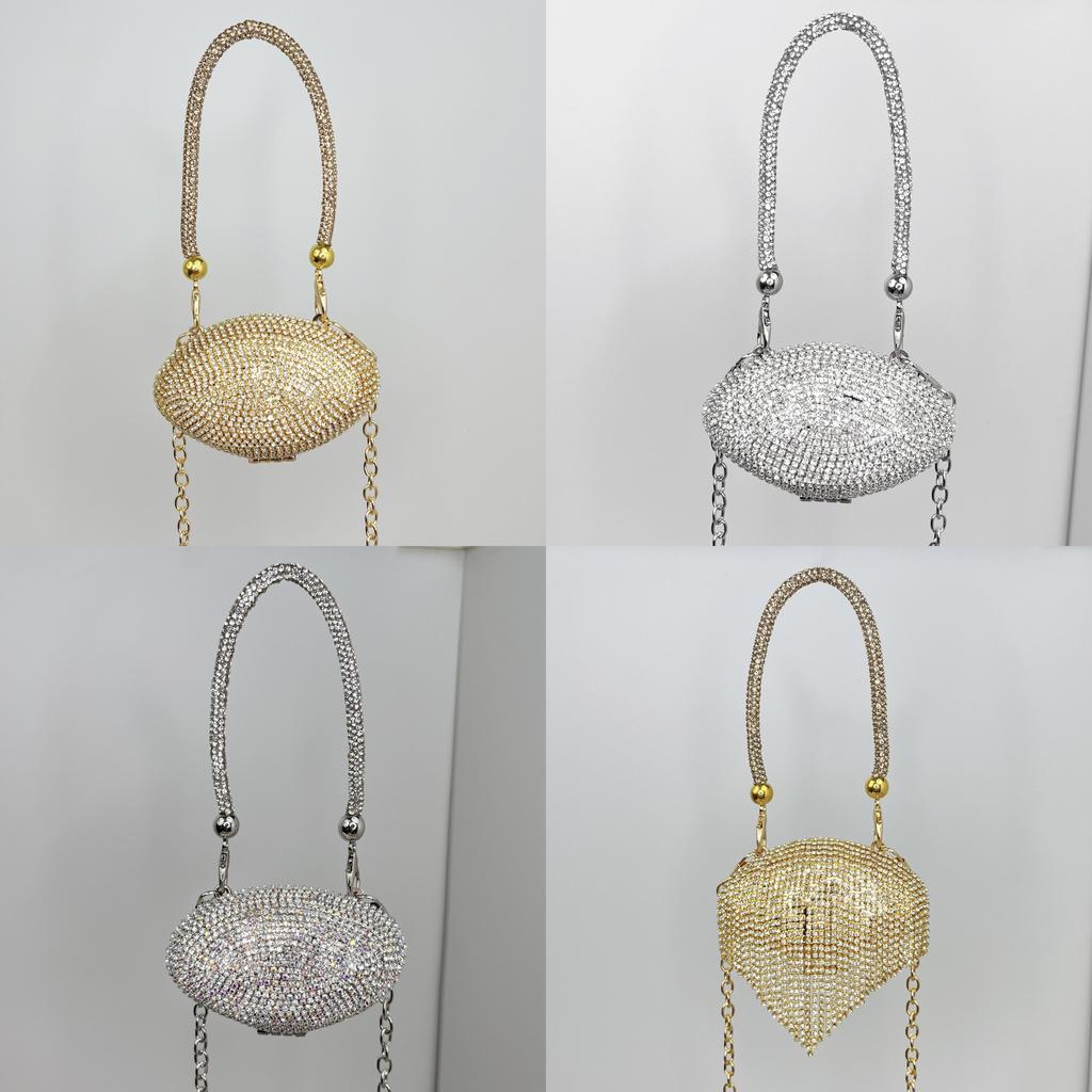 Metal Mini Shell Bag With Glitter Fringe And Magnet Closure For Daily Fashion