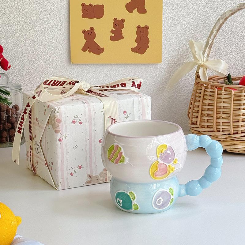 Cute high-value fruit ceramic mug creative coffee breakfast cereal cup girls drinking cup birthday gift