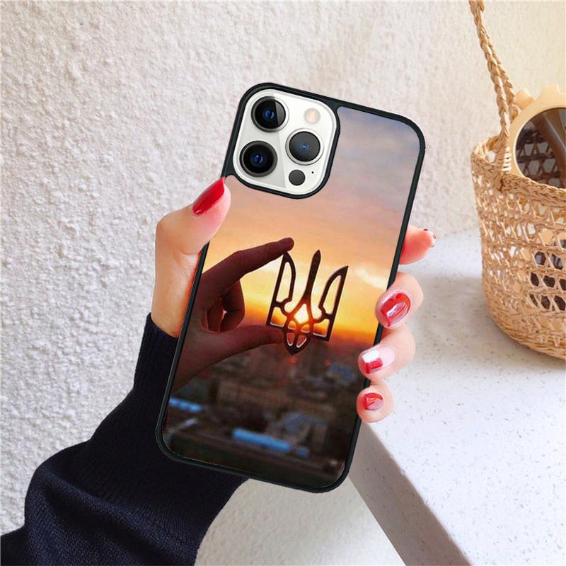 Love Sign with Flag of U-kraine Ukrainian Phone Case Cover For iPhone 17 Air 16 15 14 12 13 Pro Max Plus Fundas