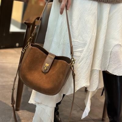 Vintage Frosted Small Bag Women's Fashion Underarm Saddle Bag Autumn-winter Textured Crossbody Bag