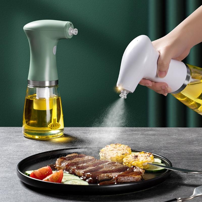 Electric Olive Oil Spray Bottle Dispenser USB Charging Sauce Jar Vinegar Storage Bottle For Barbecue Kitchen Oil Sprayer